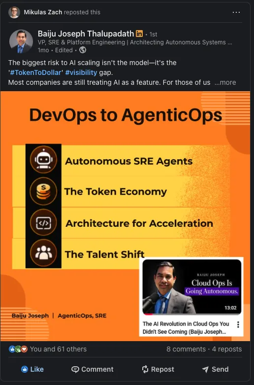 LinkedIn repost from Baiju Joseph Thalupadath about their Agentee Digital Podcast episode